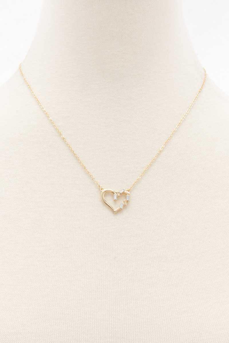 Heart Rhinestone Necklace - AM APPAREL