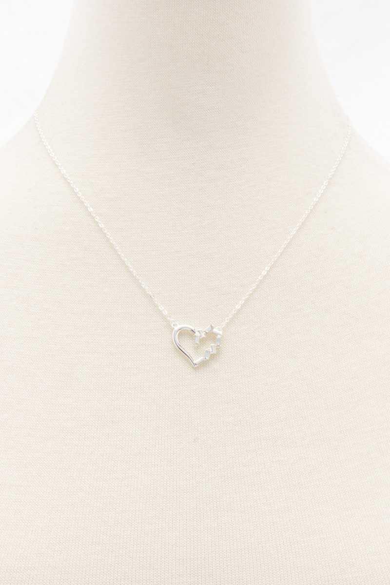 Heart Rhinestone Necklace - AM APPAREL