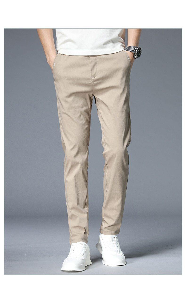 JANTOUR Men's Solid Color Casual Pants - AM APPAREL