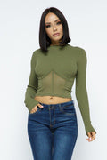 Knit Crop Top With Bottom Mesh - AM APPAREL