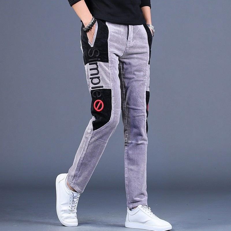 Men's Autumn Embroidery Designer Casual Pants - AM APPAREL