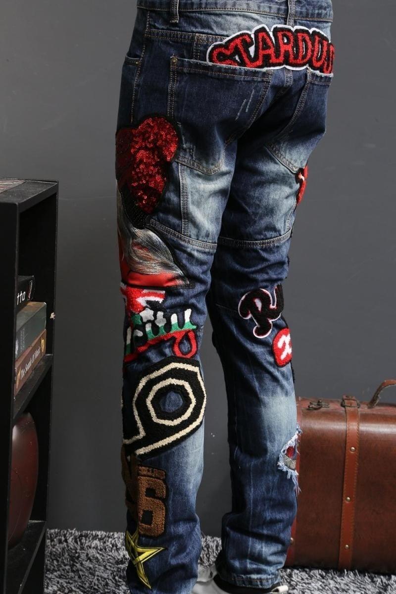 Men's Beauty Embroidered Jeans - AM APPAREL