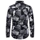 Men's Black/White Print Cotton Shirt - AM APPAREL