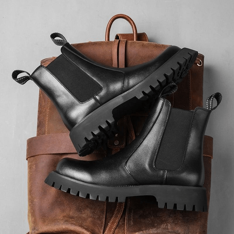 Men's British Designer PU Leather Chelsea Boots - AM APPAREL