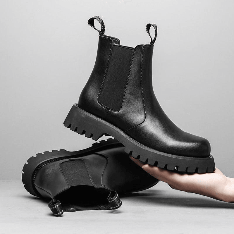 Men's British Designer PU Leather Chelsea Boots - AM APPAREL