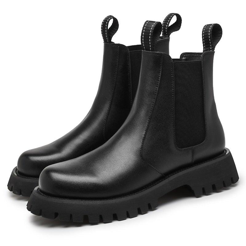 Men's British Designer PU Leather Chelsea Boots - AM APPAREL