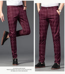 Men's Business Plaid Regular Fit Pants - AM APPAREL