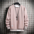 Men's Casual Plain Color O-Neck Light Sweatshirt - AM APPAREL