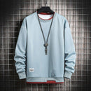 Men's Casual Plain Color O-Neck Light Sweatshirt - AM APPAREL