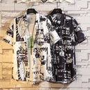 Men's Casual Print Short Sleeveed Shirt - AM APPAREL