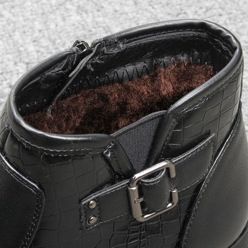 Men's Comfy Faux Leather Winter Boots - AM APPAREL