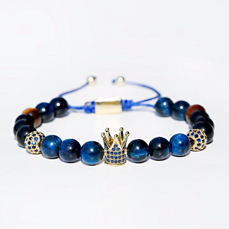Men's Crown Zircon Pave Weaving Bracelet - AM APPAREL