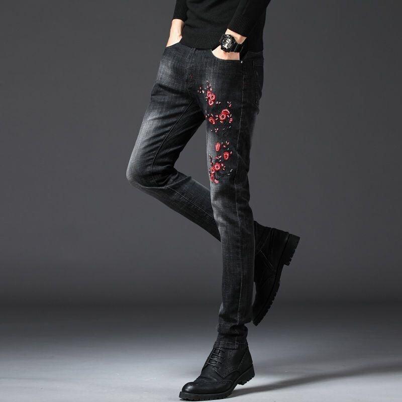 Men’s Dragon Embroidery Slim Fit Jeans - AM APPAREL