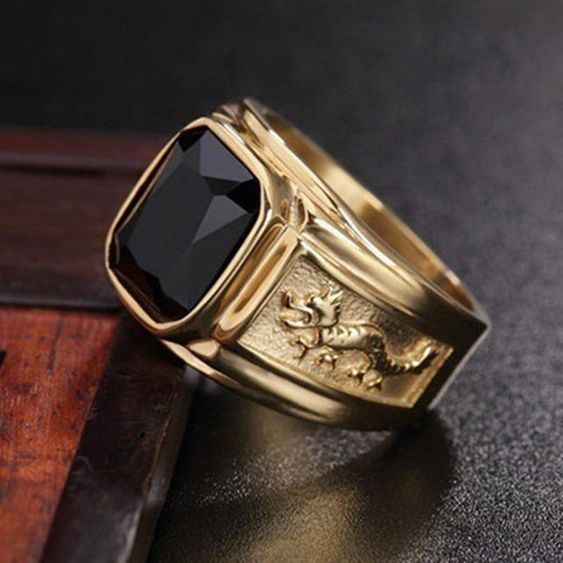 Men's Dragon Gold Color Ring - AM APPAREL