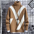 Men's Fall Turtleneck Patchwork Sweatshirt - AM APPAREL