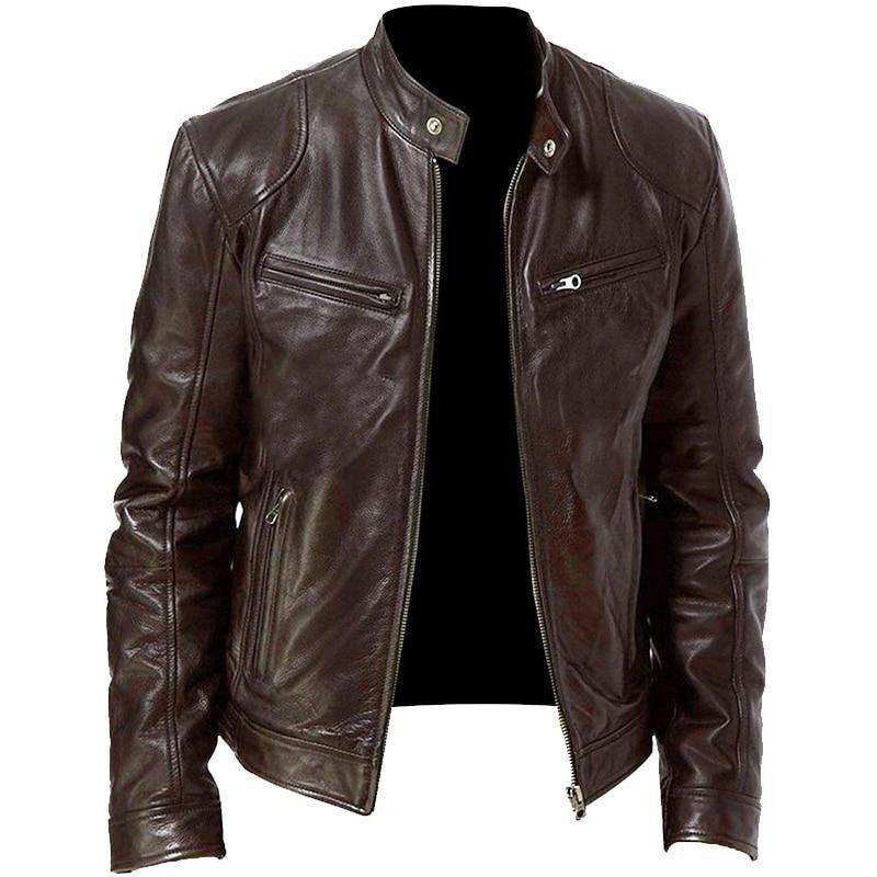 Men's Fashion Slim Fit Vinyl Jacket - AM APPAREL