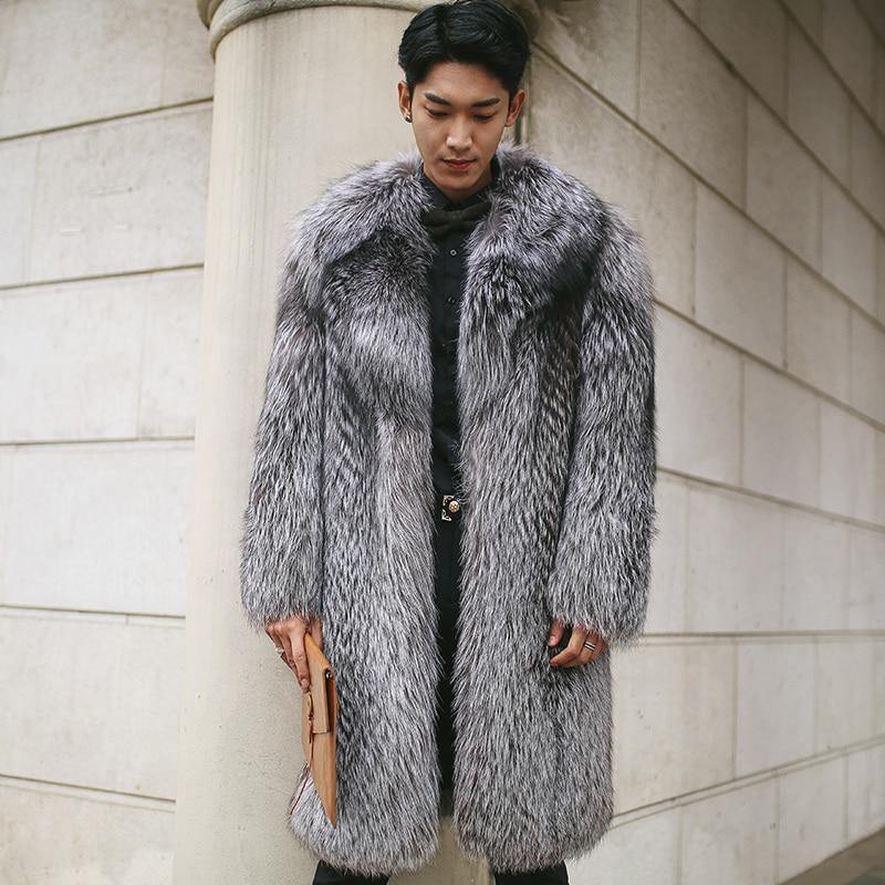 Men's Faux Fur Long Winter Coat - AM APPAREL