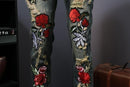 Men's Flower Embroidery Skinny Jeans - AM APPAREL