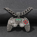 Men's Game Controller Pendant Rhinestone Necklace - AM APPAREL