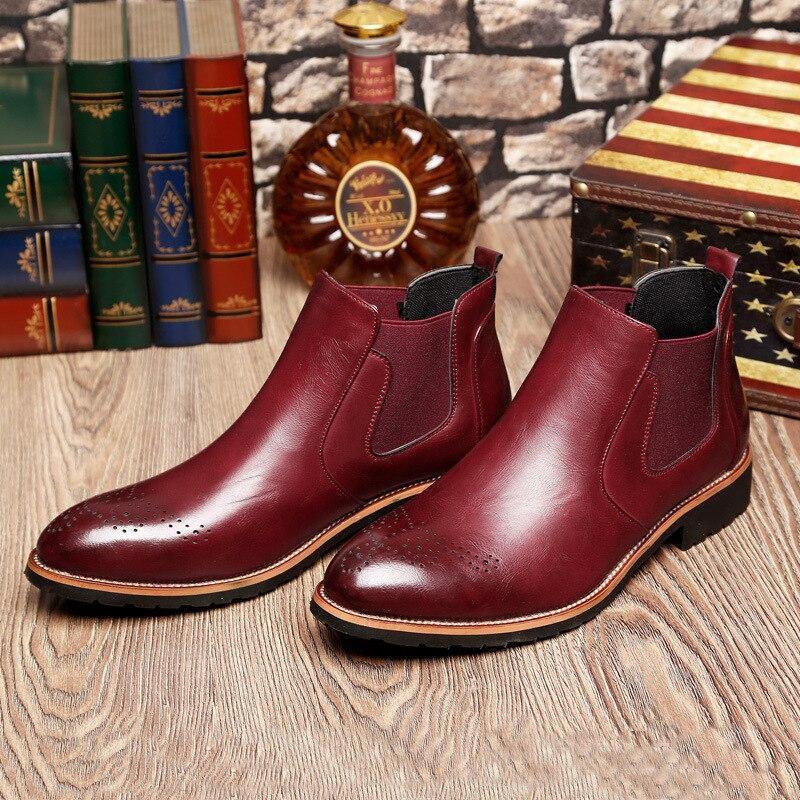 Men's Genuine Faux Leather Chelsea Boots - AM APPAREL