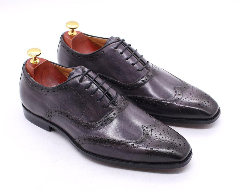 Men's Genuine Leather Brogue Business Oxford Shoes - AM APPAREL