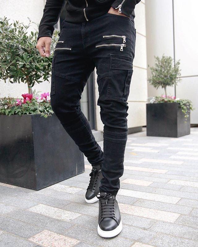 Men's Harem Multi-pocket Slim Fit Zip Joggers - AM APPAREL