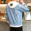 Men's Hooded Denim Streetwear Jeans Jacket - AM APPAREL