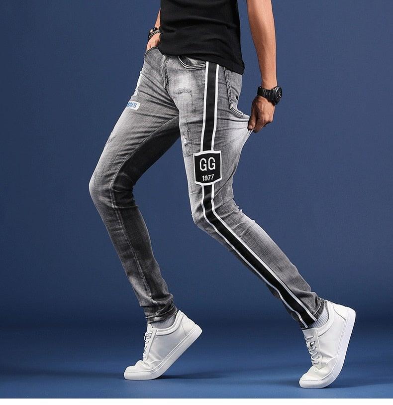 Men's Korean Style Distressed Jeans - AM APPAREL