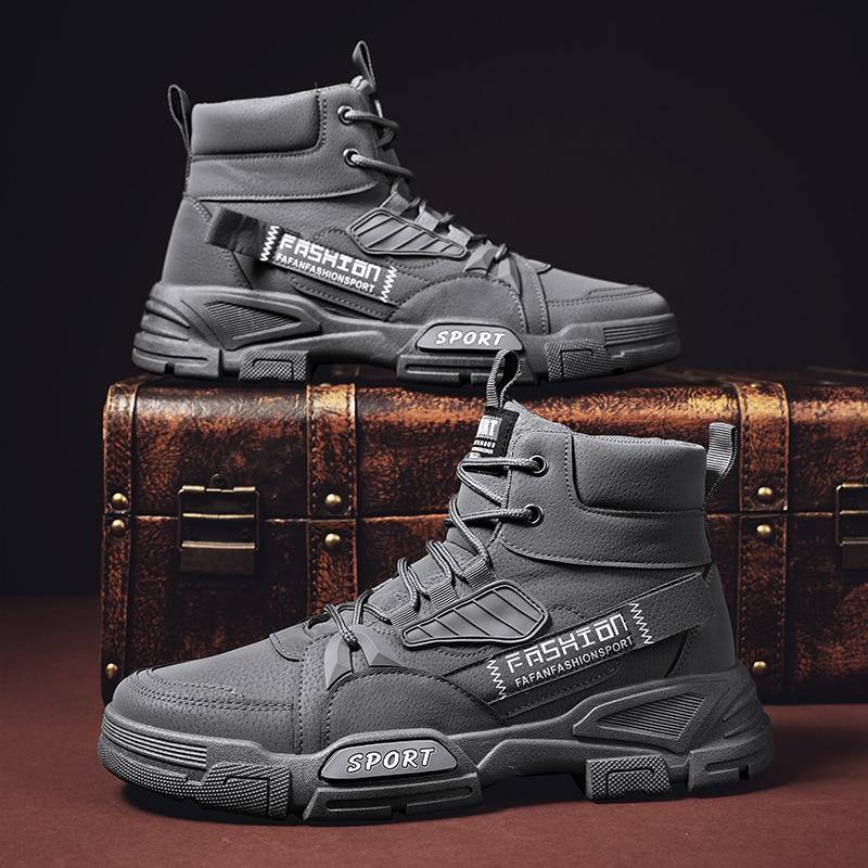 Men's Lace Up High Top Cool Outdoor Boots - AM APPAREL