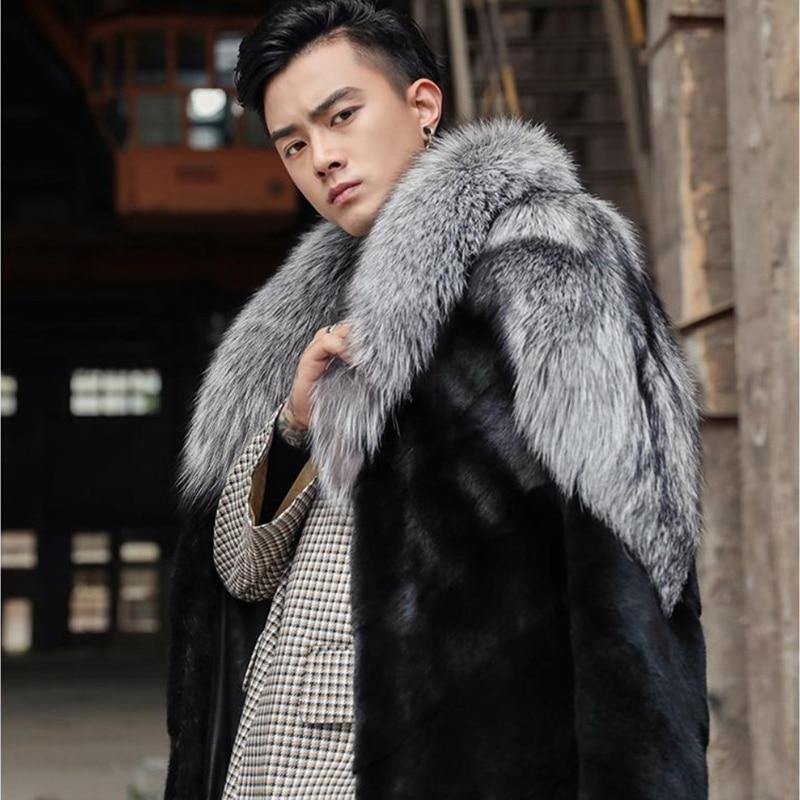 Men's Mink Long Faux Fur Winter Coat - AM APPAREL