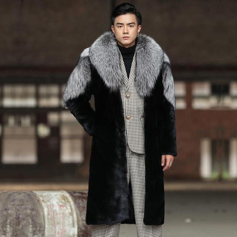 Men's Mink Long Faux Fur Winter Coat - AM APPAREL