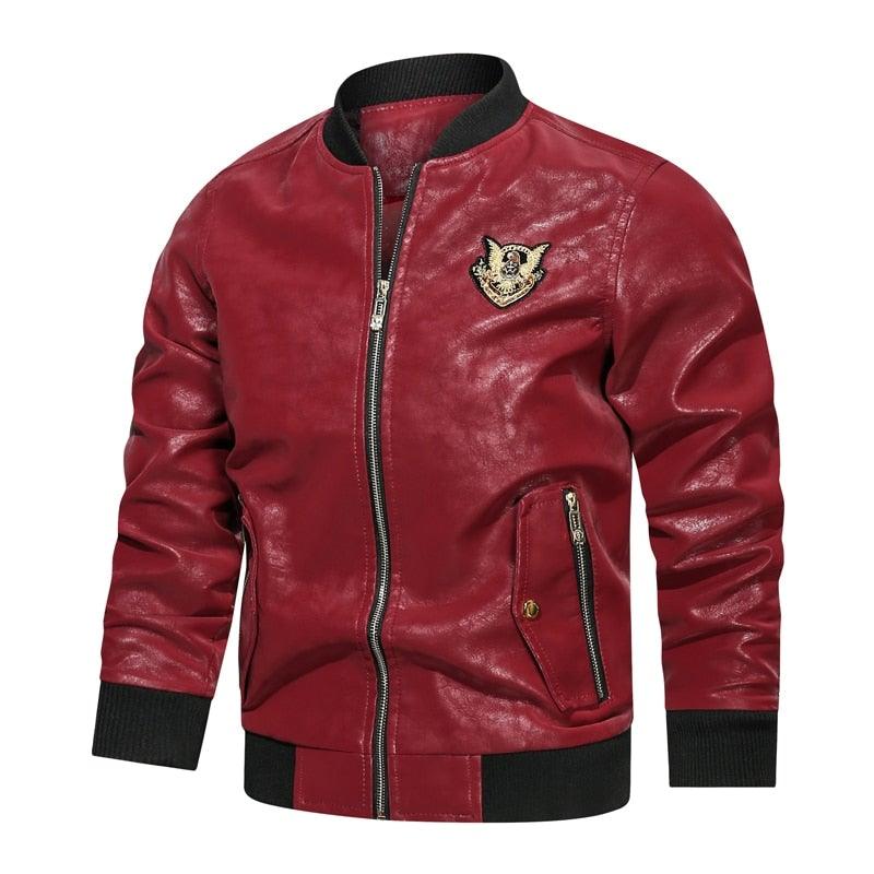 Men's Motorcycle Slim Fit PU Leather Jacket - AM APPAREL
