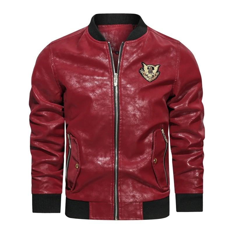 Men's Motorcycle Slim Fit PU Leather Jacket - AM APPAREL