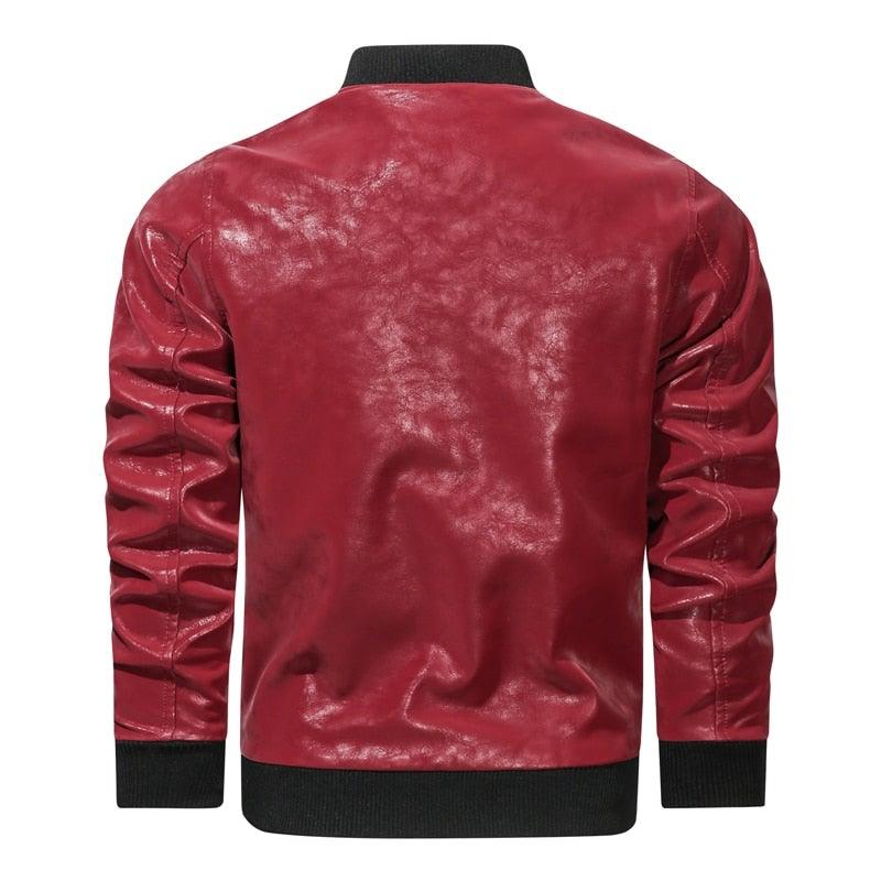 Men's Motorcycle Slim Fit PU Leather Jacket - AM APPAREL