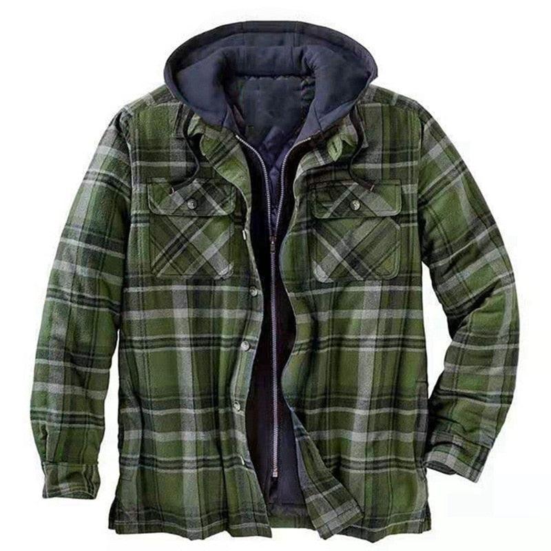 Men's Plaid Cotton Thick Winter Jacket - AM APPAREL