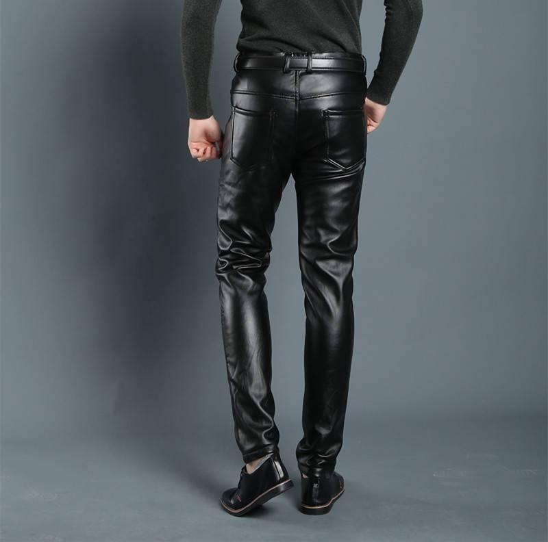 Men's Regular Fit Light Weight Faux Leather Pants - AM APPAREL