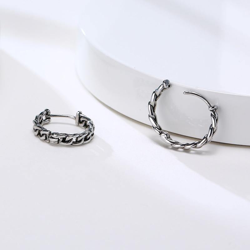 Men's Silver Color Link Earring - AM APPAREL