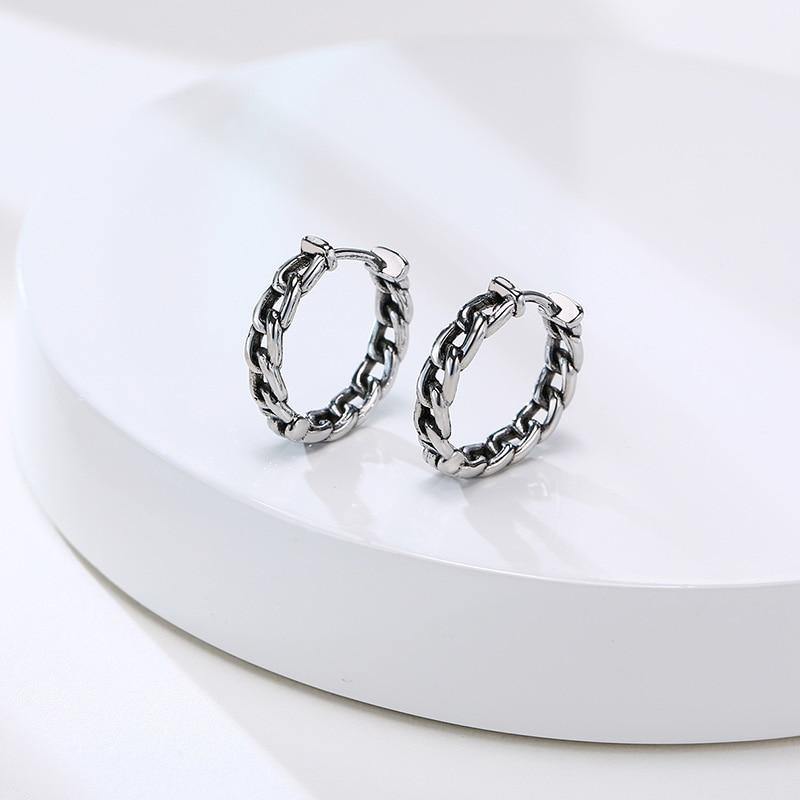 Men's Silver Color Link Earring - AM APPAREL