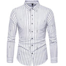Men's Slim Fit Striped Polyester Shirt - AM APPAREL
