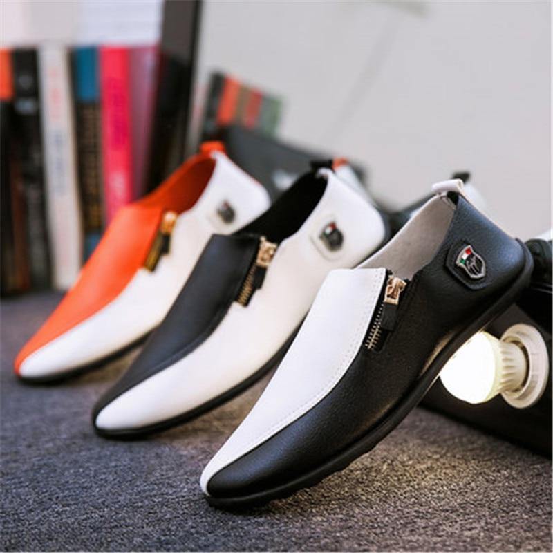 Men's Soft Leather Slip On Loafers - AM APPAREL