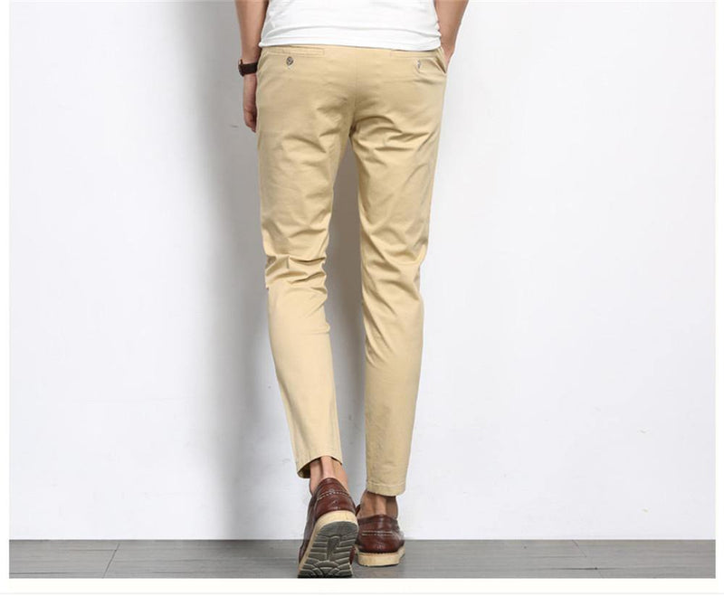 Men's Solid Color Straight Ankle-Length Pants - AM APPAREL