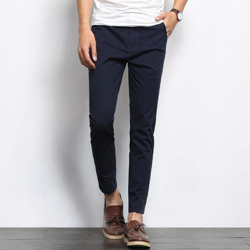 Men's Solid Color Straight Ankle-Length Pants - AM APPAREL