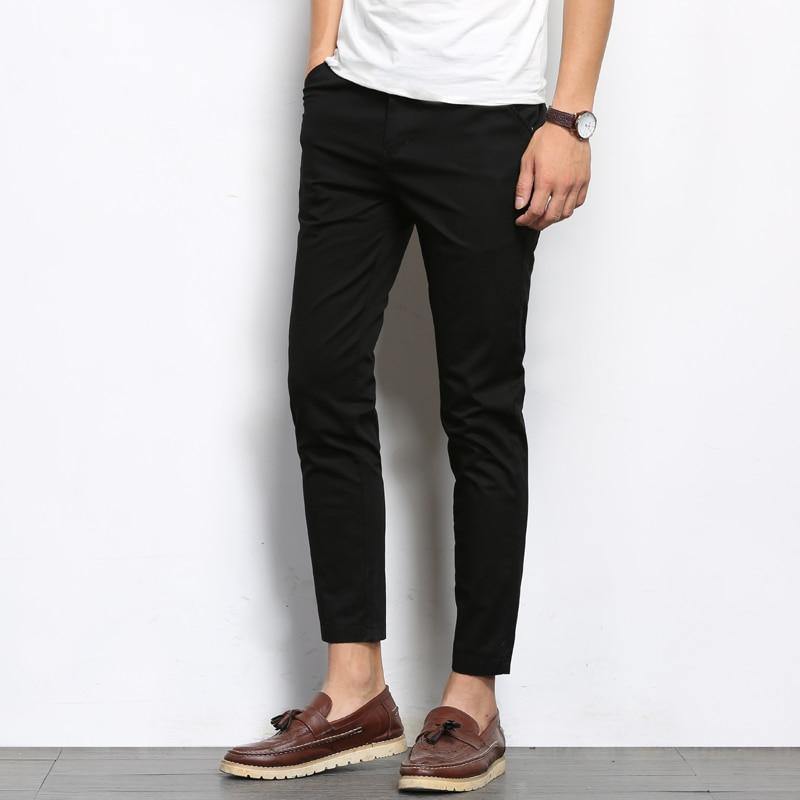 Men's Solid Color Straight Ankle-Length Pants - AM APPAREL