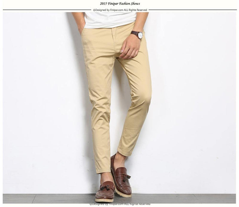 Men's Solid Color Straight Ankle-Length Pants - AM APPAREL