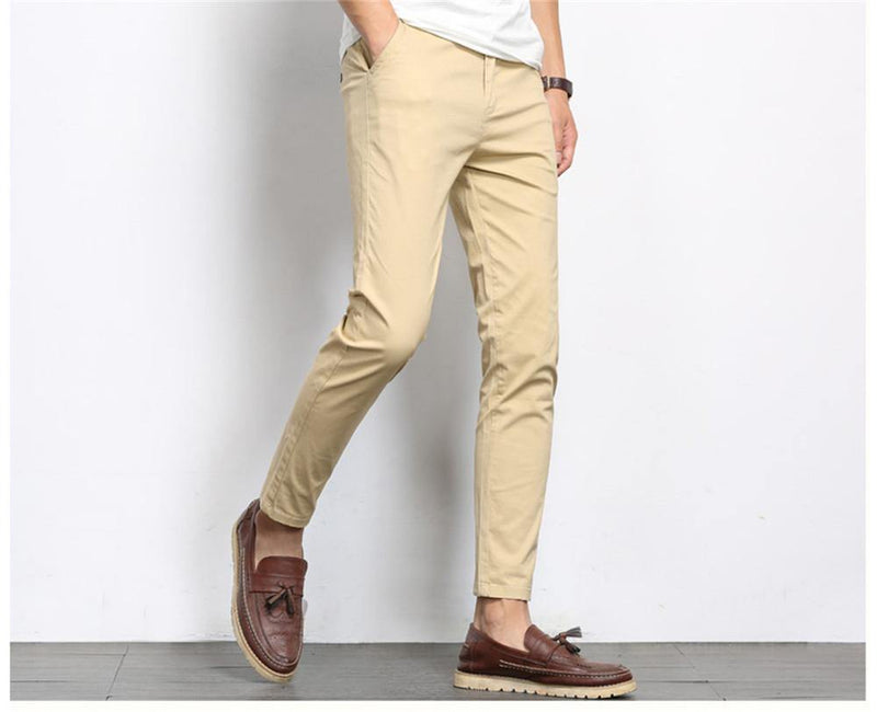 Men's Solid Color Straight Ankle-Length Pants - AM APPAREL