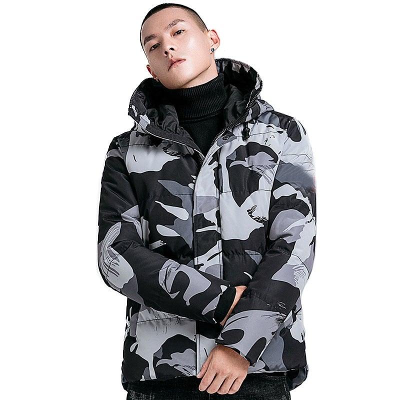 Men's Thick Camouflage Parka Coat - AM APPAREL