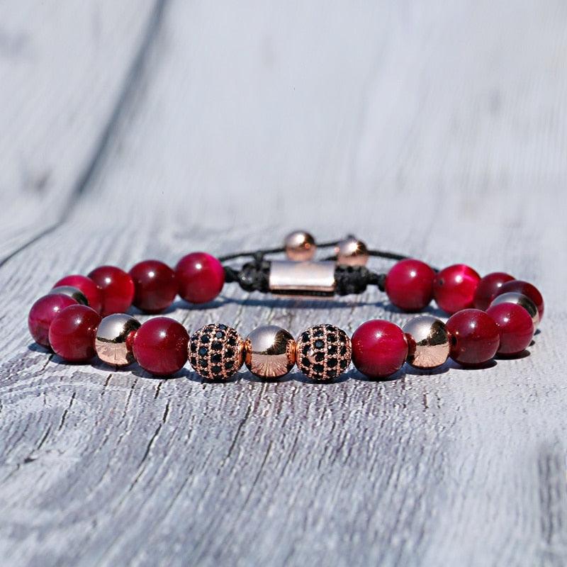 Men's Tiger Eyes Beads Weaving Bracelet - AM APPAREL