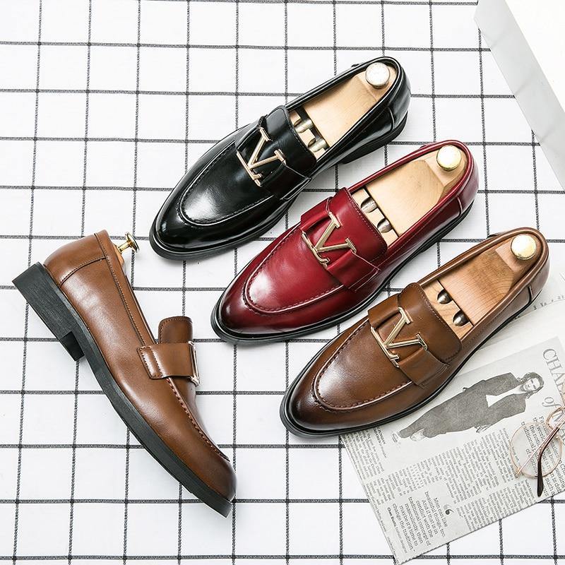 Men's Vintage Italian Faux Leather Shoes - AM APPAREL