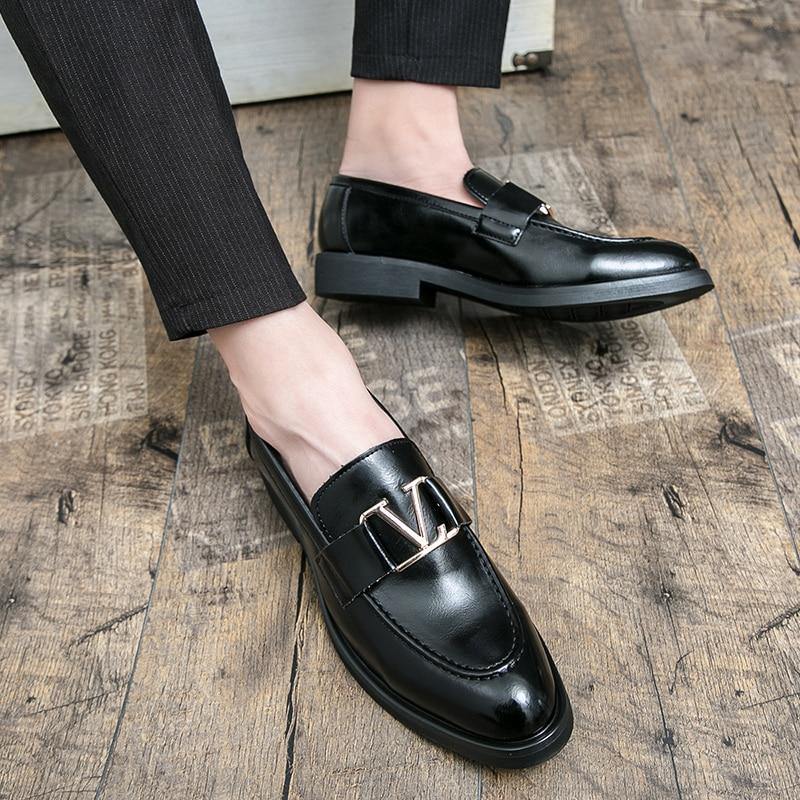 Men's Vintage Italian Faux Leather Shoes - AM APPAREL