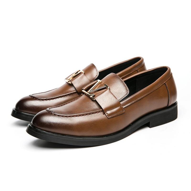 Men's Vintage Italian Faux Leather Shoes - AM APPAREL